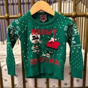 Green Meowy Christmas Sweater